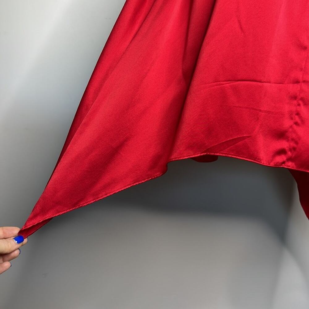 AIDAN MATTOX Red 100% Silk Asymmetrical Sleeveless Women’s Dress - Picture 6 of 13